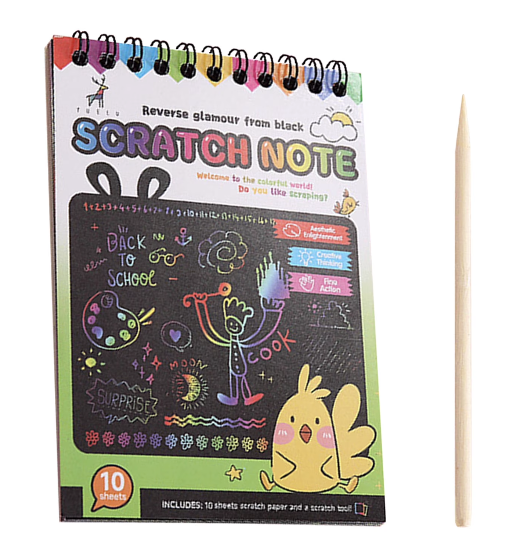 Mini Scratch Art Notebook – Rainbow Reveal Doodle Pad with Stylus (15x10cm)