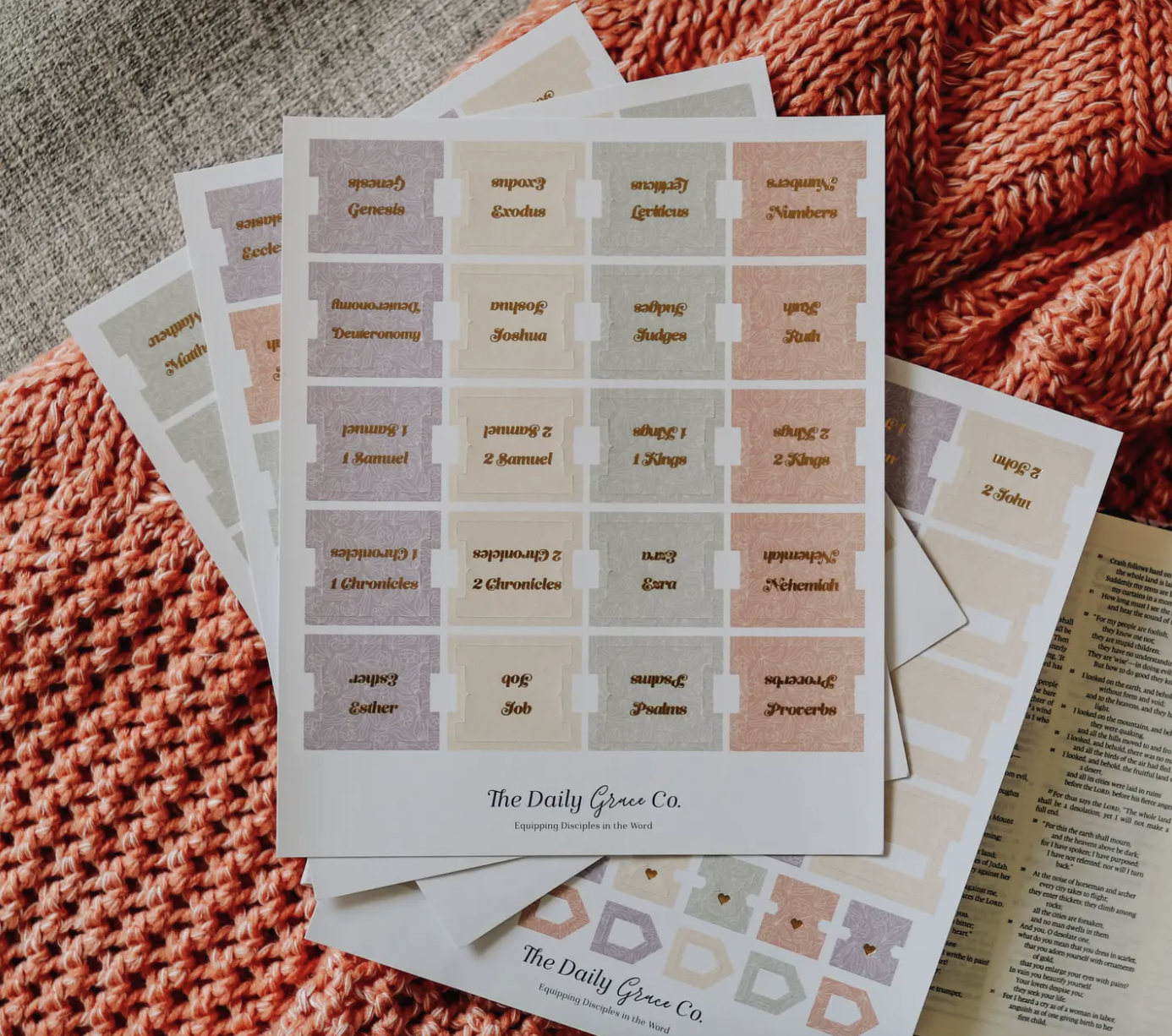 Pastel Floral Bible Tabs with Gold Foil