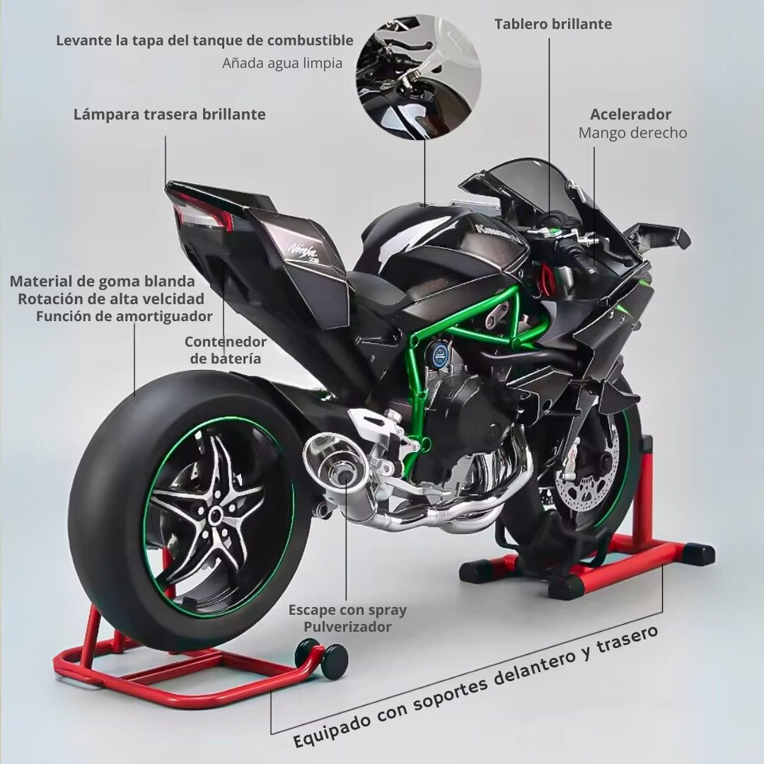 KAWASAKI NINJA H2R - Simulación de aceleración y botar humo con llave de encendido