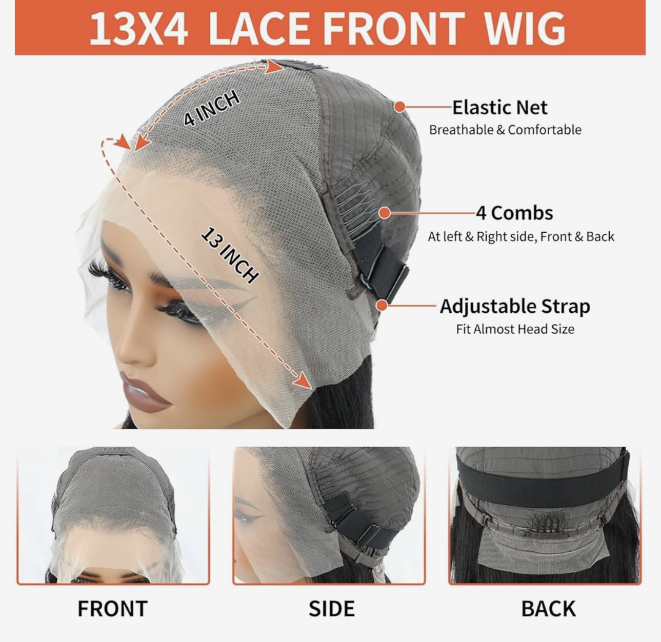 30inch Straight Lace Front Wigs Human Hair 200 Density 13x4 HD Transparent Lace Front Human