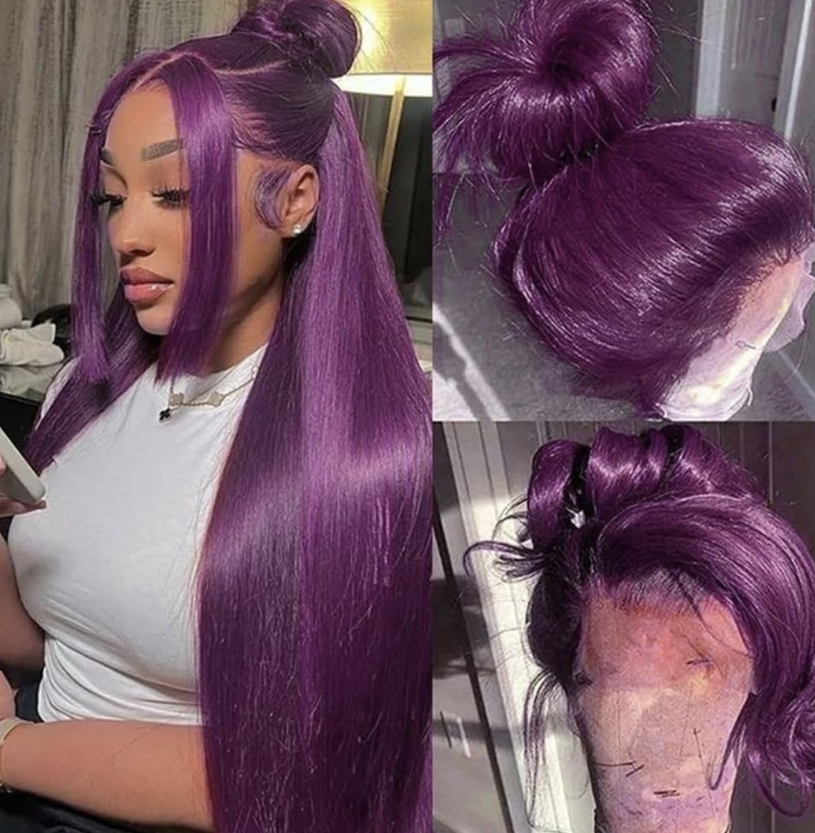 Purple Synthetic Lace Front Wig