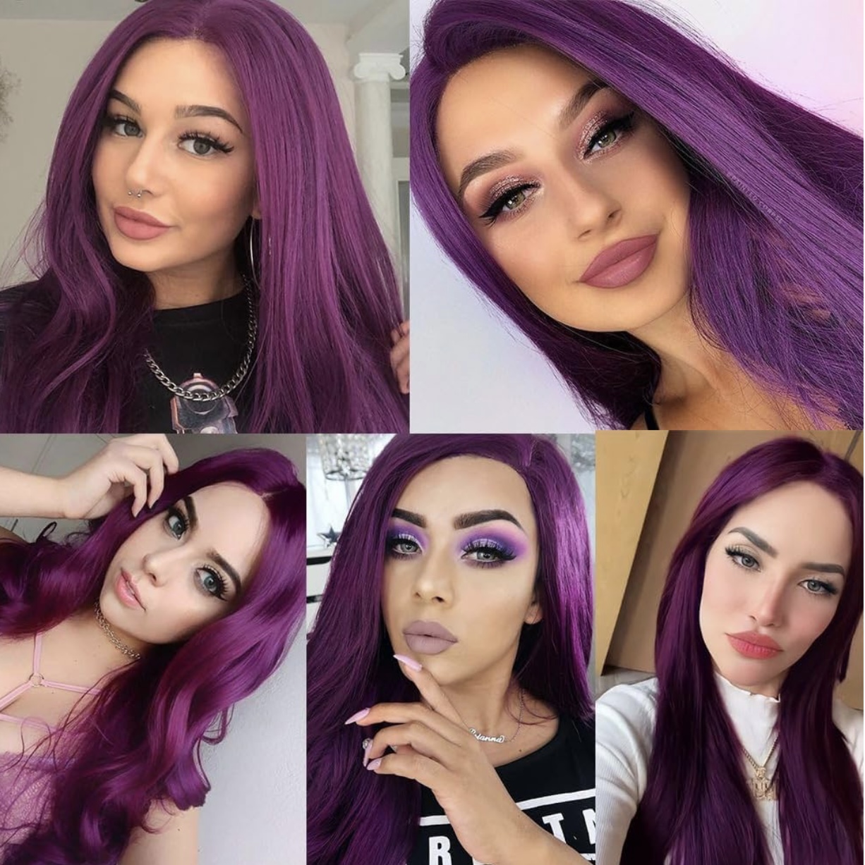Purple Synthetic Lace Front Wig