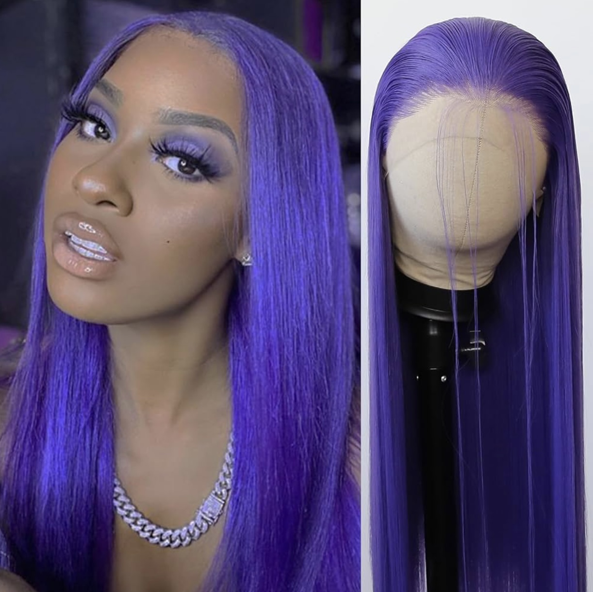 Purple Synthetic Lace Front Wig
