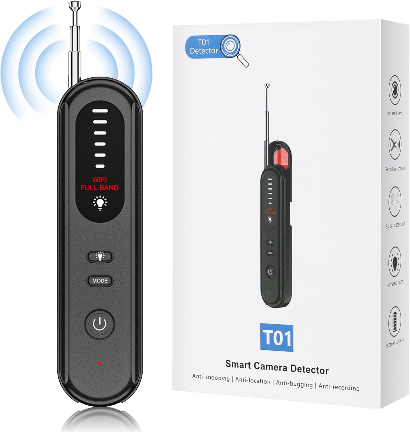 Aroeally Hidden Camera Detector (Black)