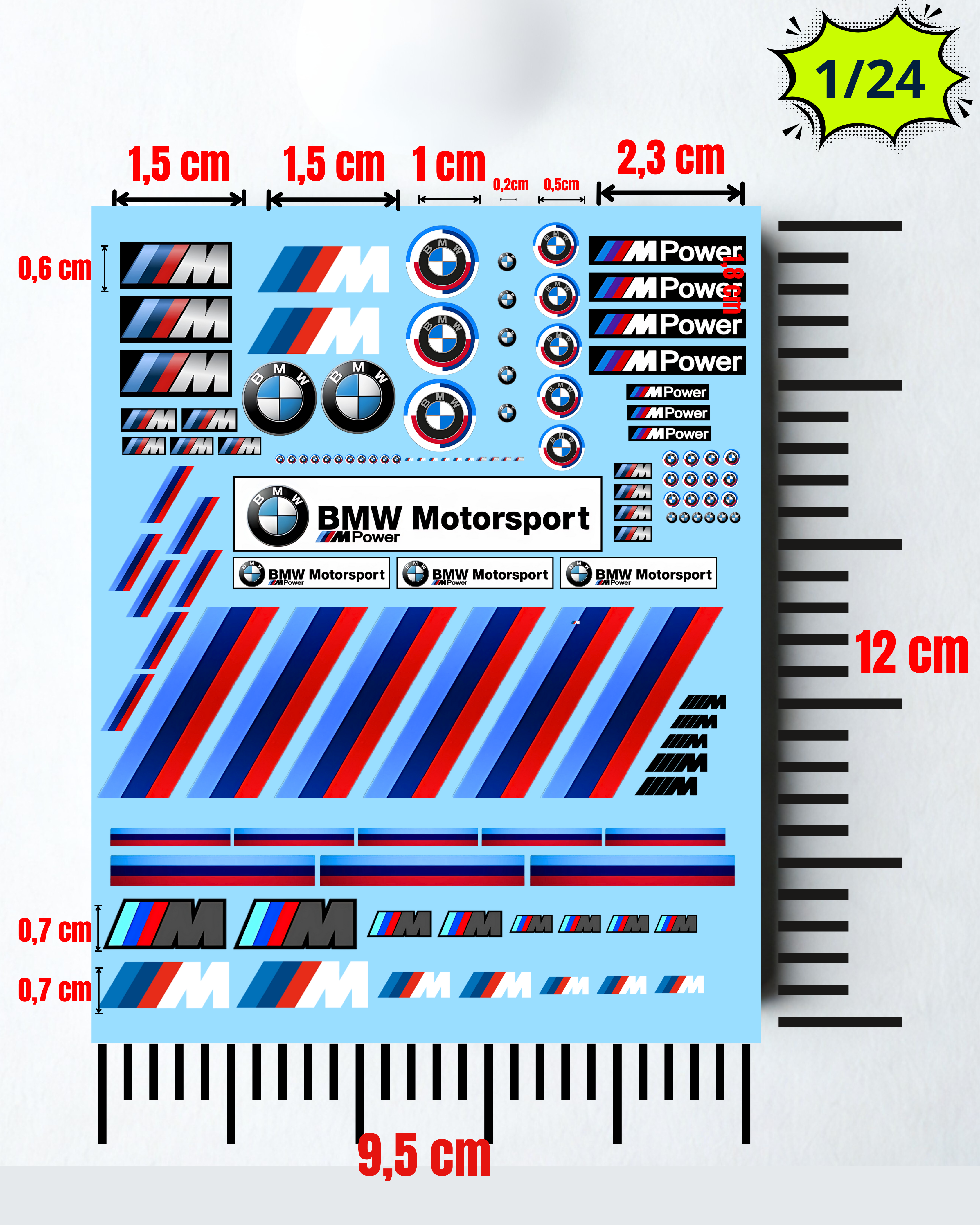 Décalcomanies à l'eau "BMW-MOTORSPORT-M"