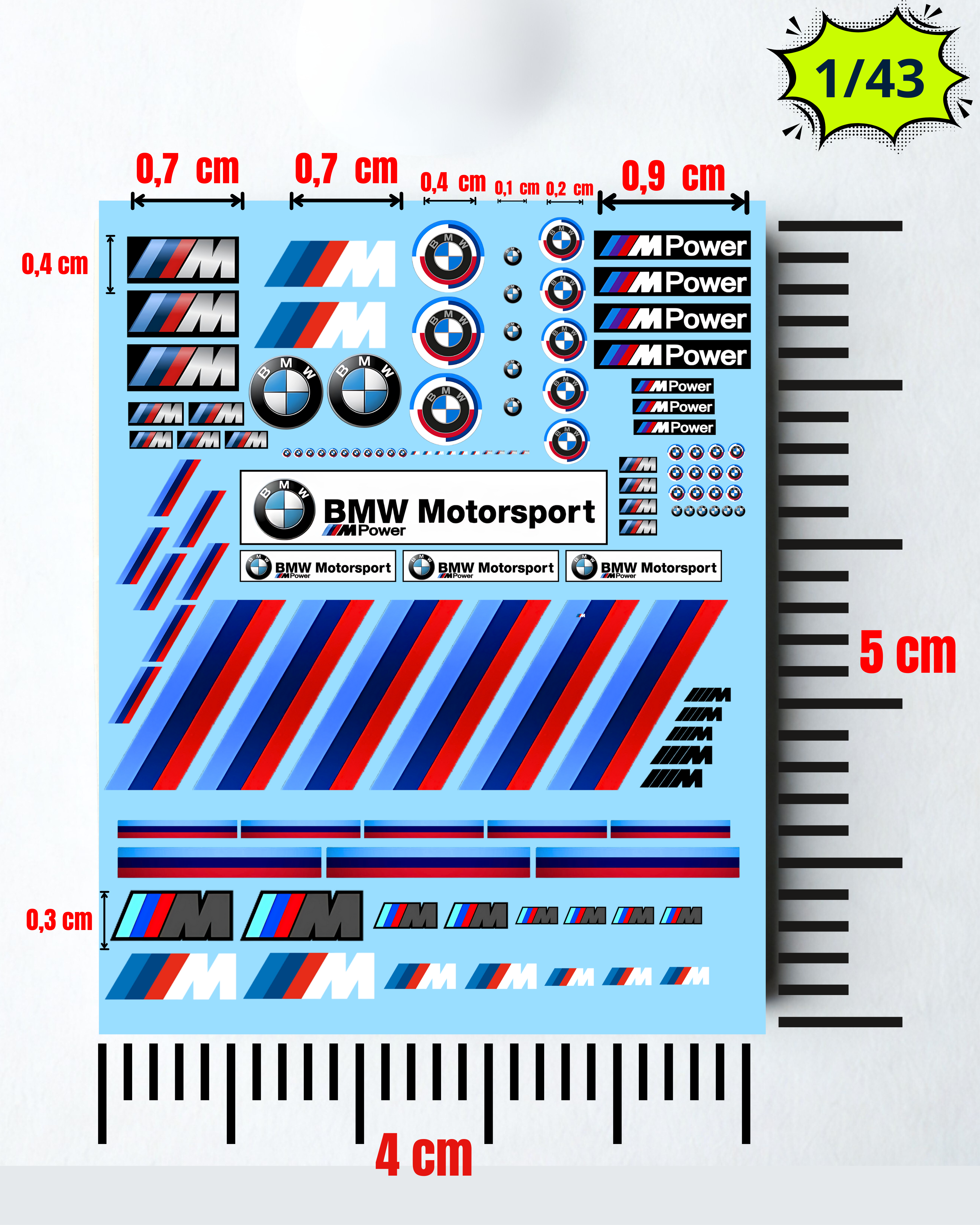 Décalcomanies à l'eau "BMW-MOTORSPORT-M"
