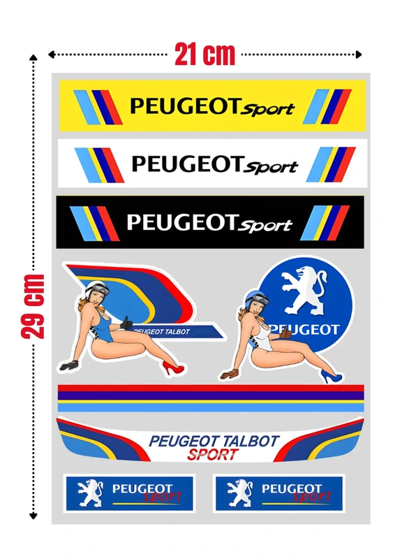 9 Stickers XXL "PEUGEOT TALBOT SPORT"