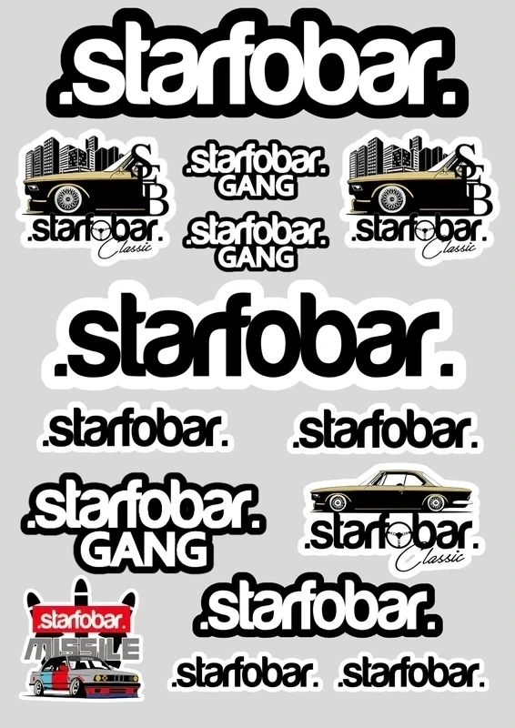 14 Stickers "STARFOBAR" vinyle waterproof
