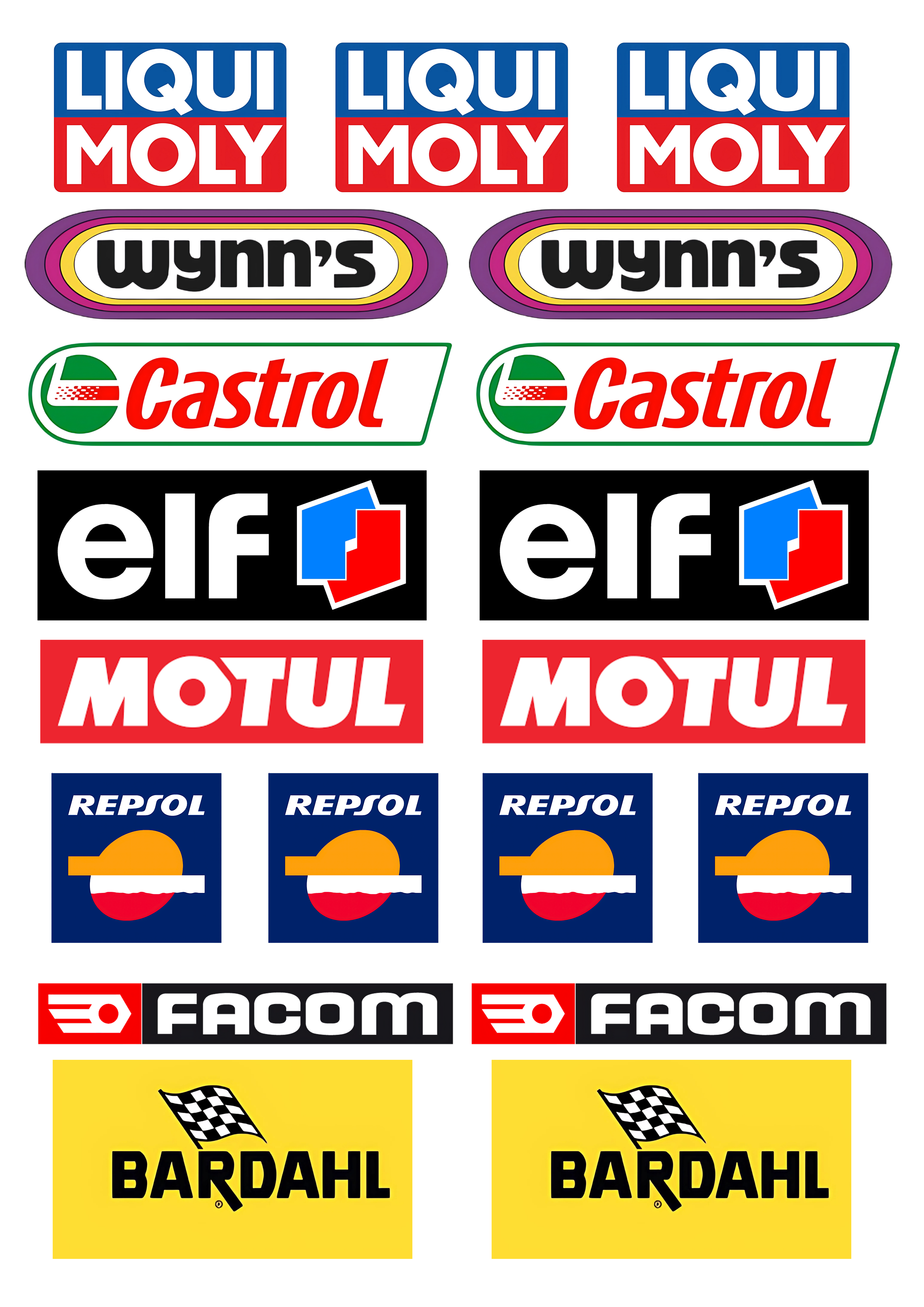 19 Stickers Vinyle Waterproof "MOTUL-WYNN'S-BARDAHL-FACOM"