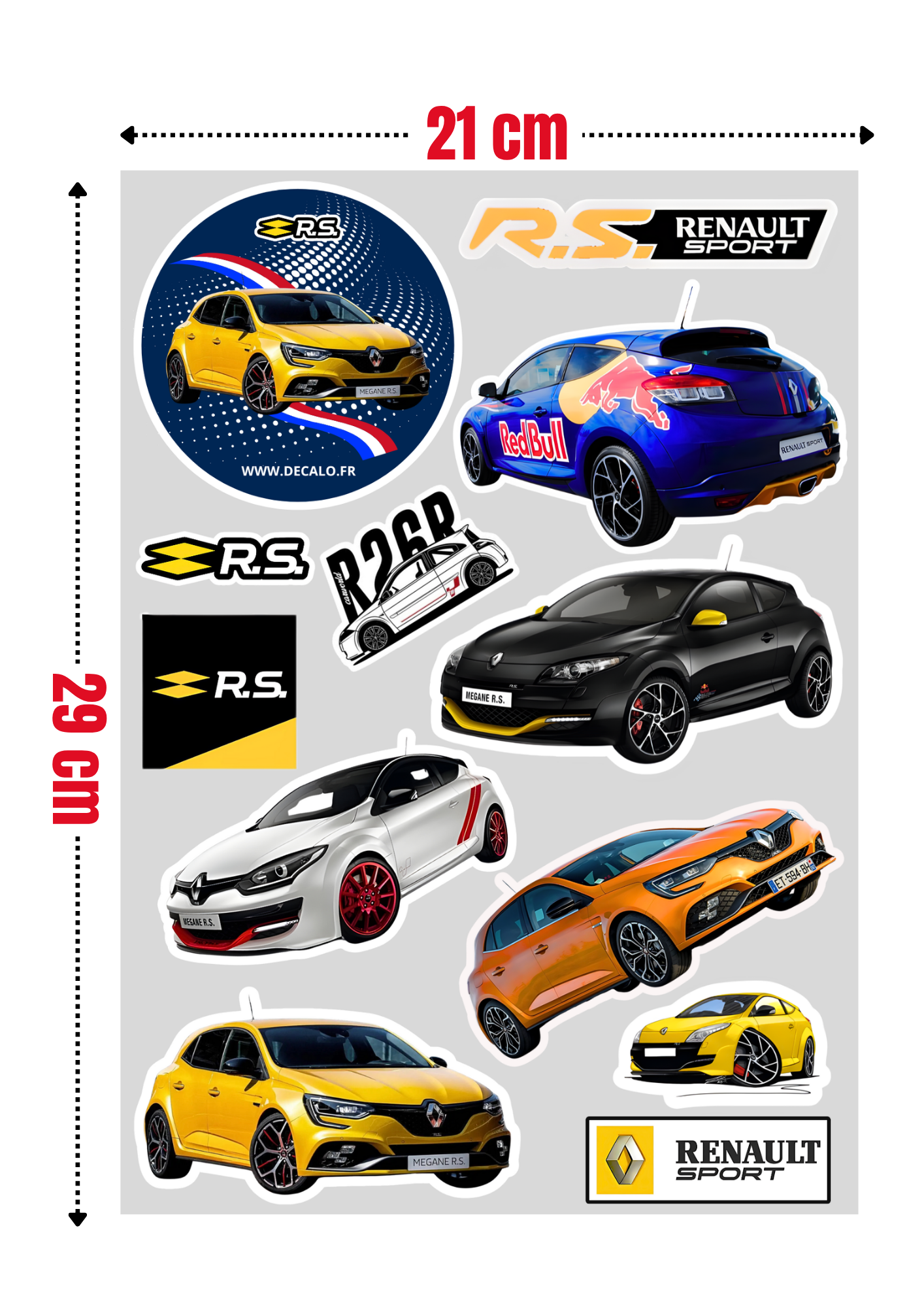 12 Stickers "RENAULT SPORT - MÉGANE R.S"