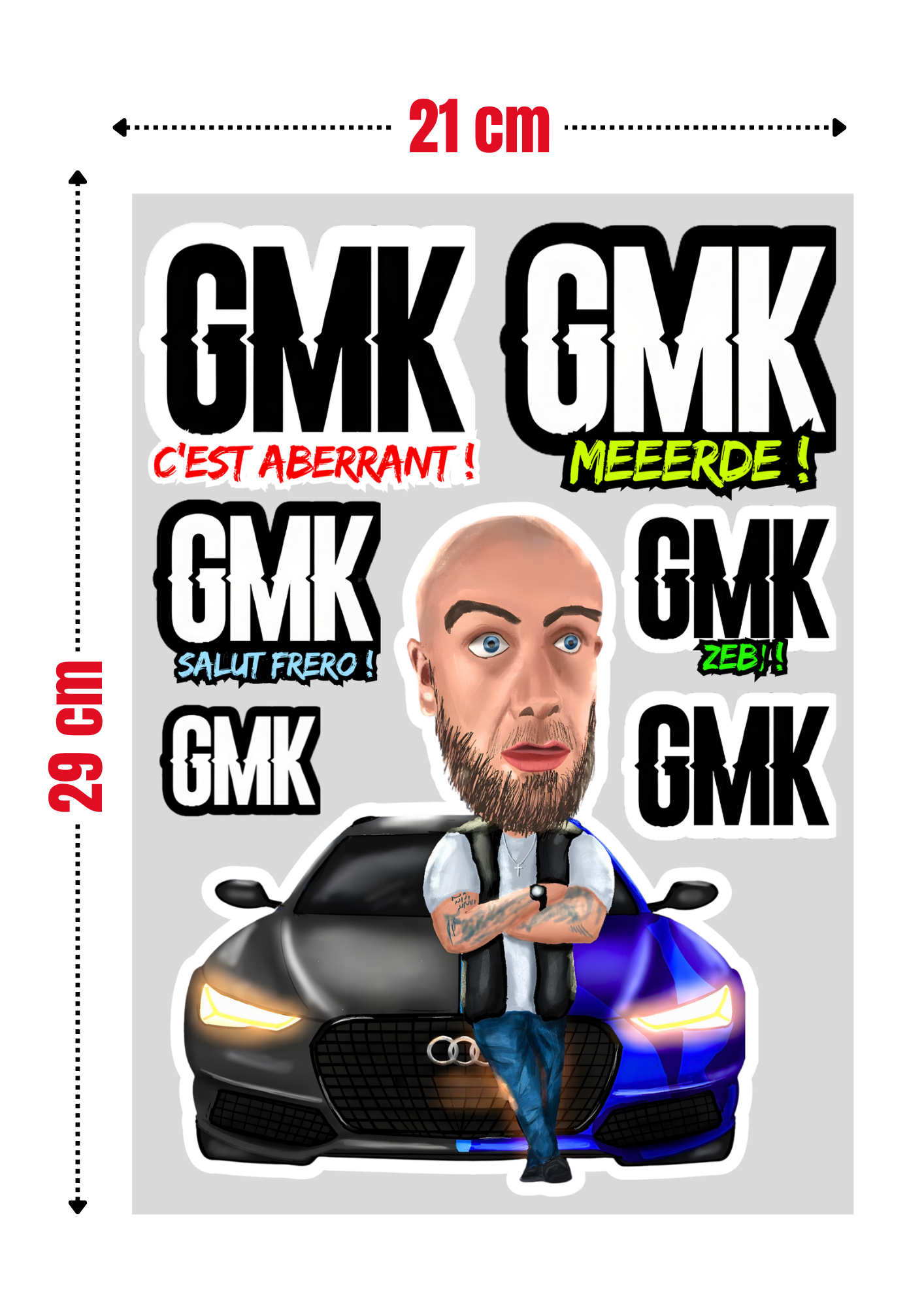 7 Stickers XXL "GMK" vinyle waterproof