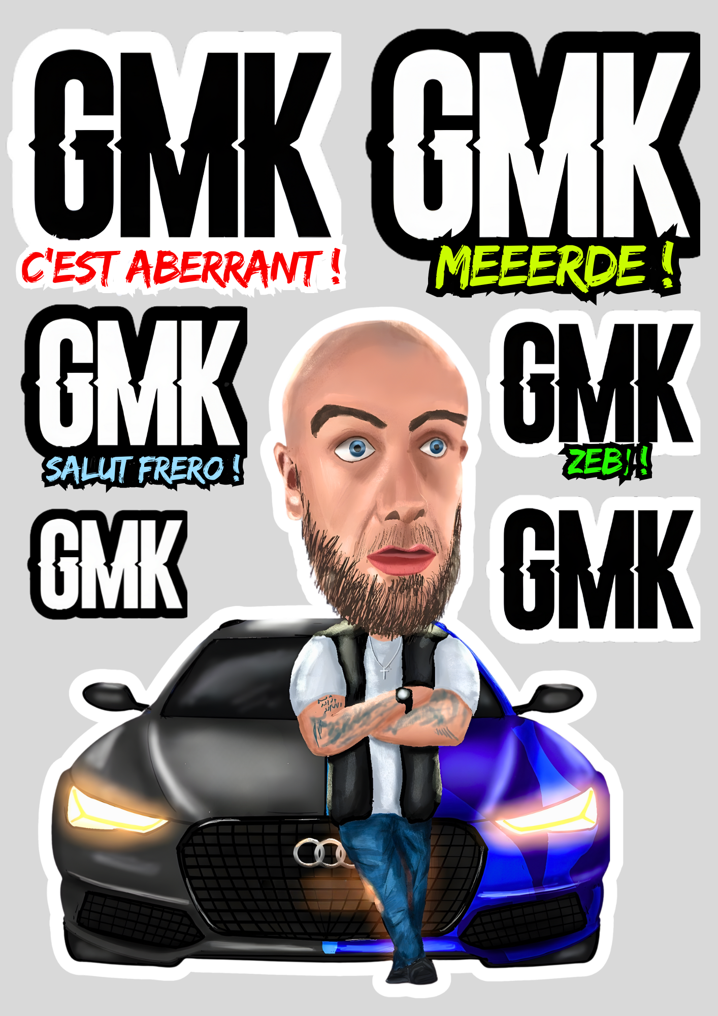7 Stickers XXL "GMK" vinyle waterproof