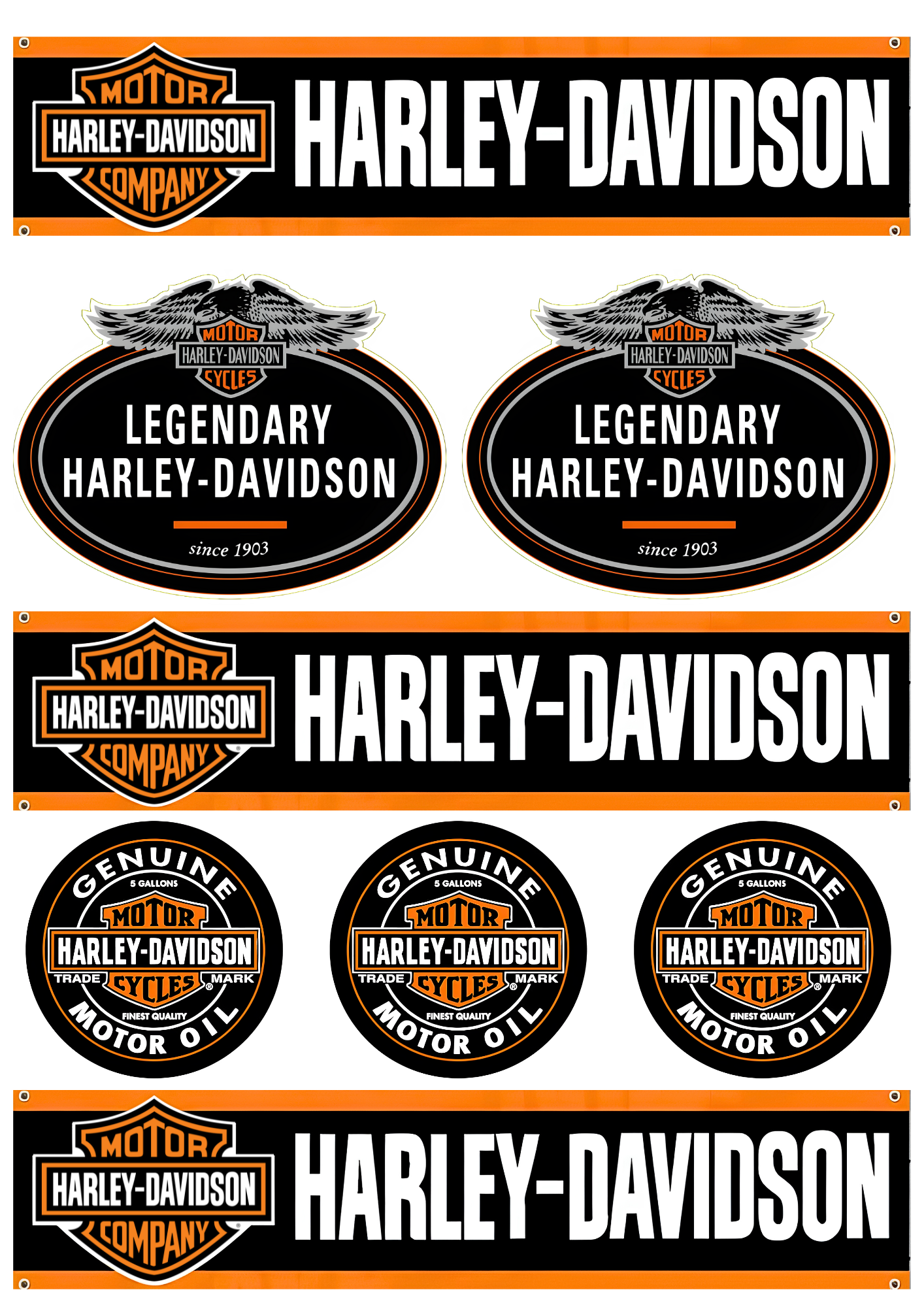 8 Stickers XXL "HARLEY DAVIDSON" vinyle waterproof