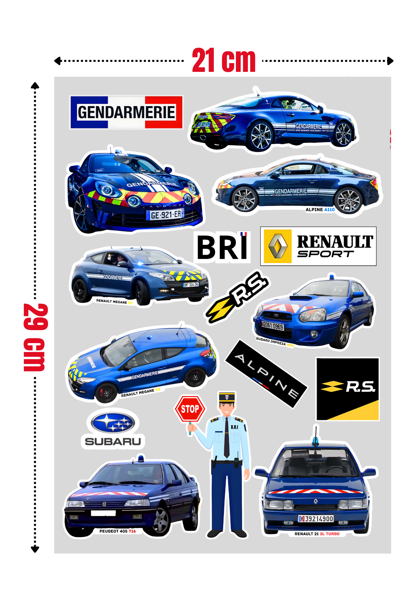 16 Stickers "GENDARMERIE B.R.I (brigade d'intervention rapide) vinyle waterproof