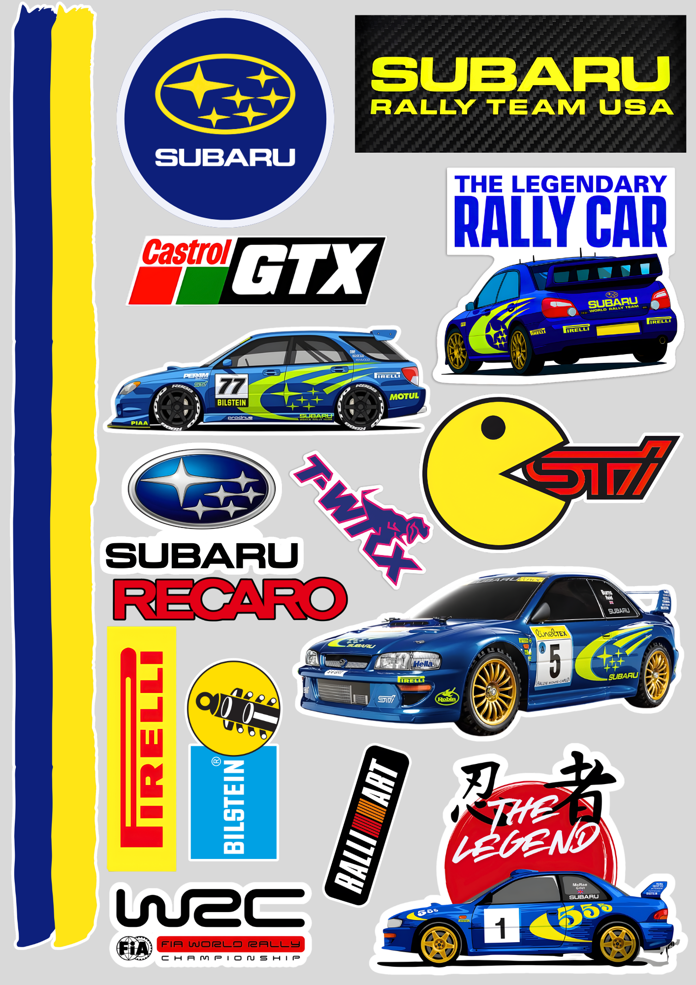 15 Stickers "SUBARU IMPREZA WRX RALLYE"