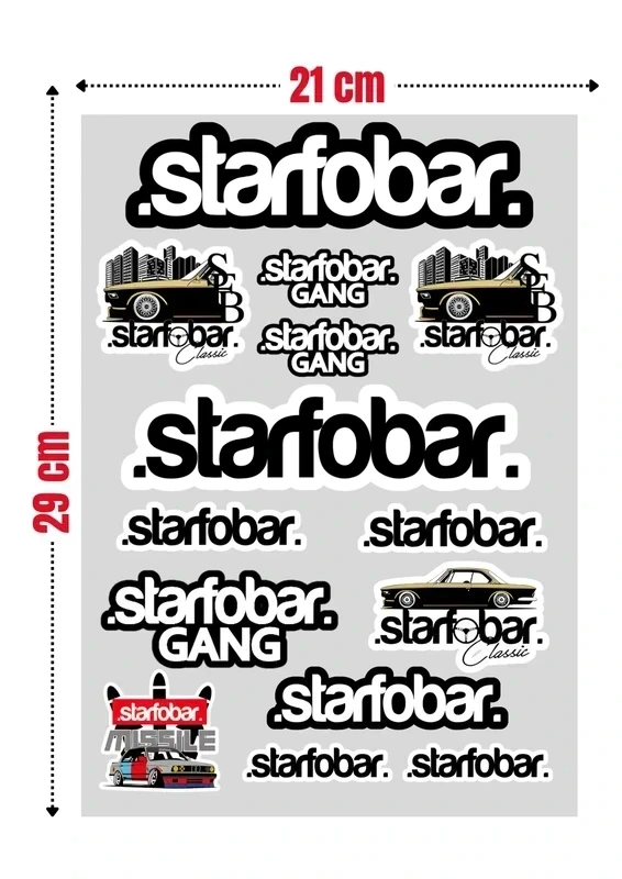 14 Stickers "STARFOBAR" vinyle waterproof