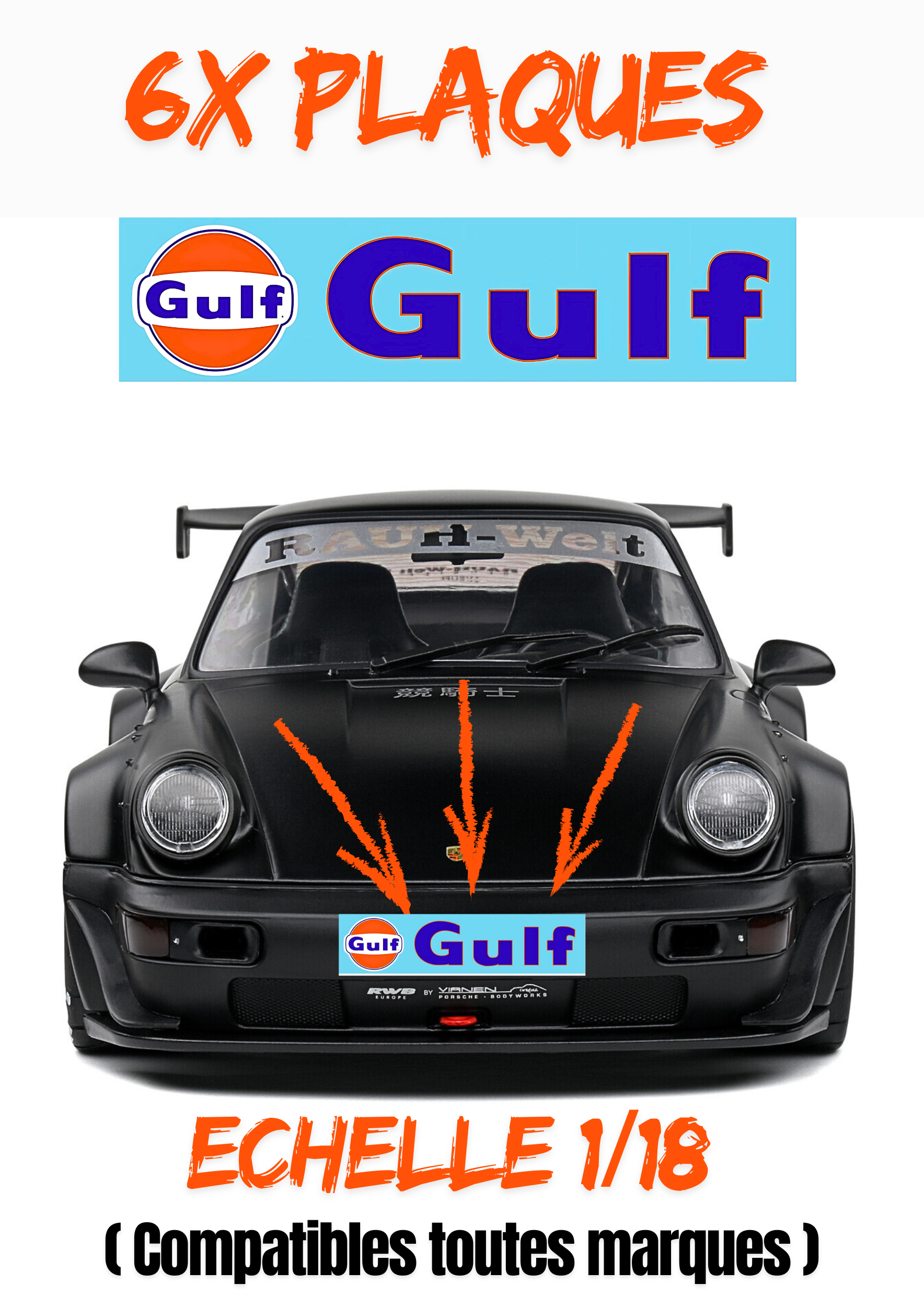 6X Plaques Immatriculation "GULF"