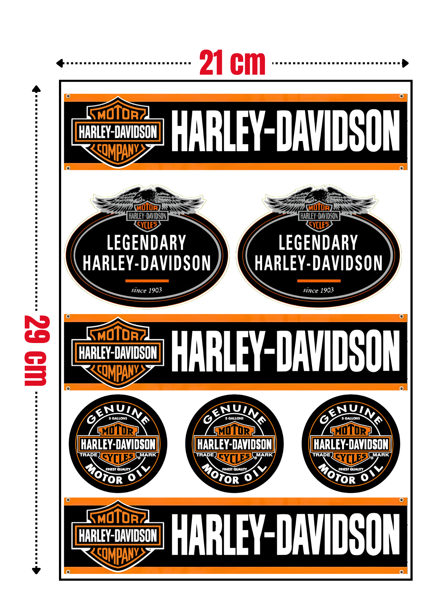 8 Stickers XXL "HARLEY DAVIDSON" vinyle waterproof