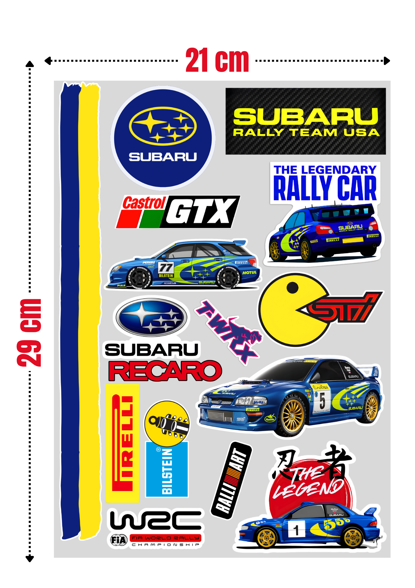 15 Stickers "SUBARU IMPREZA WRX RALLYE"
