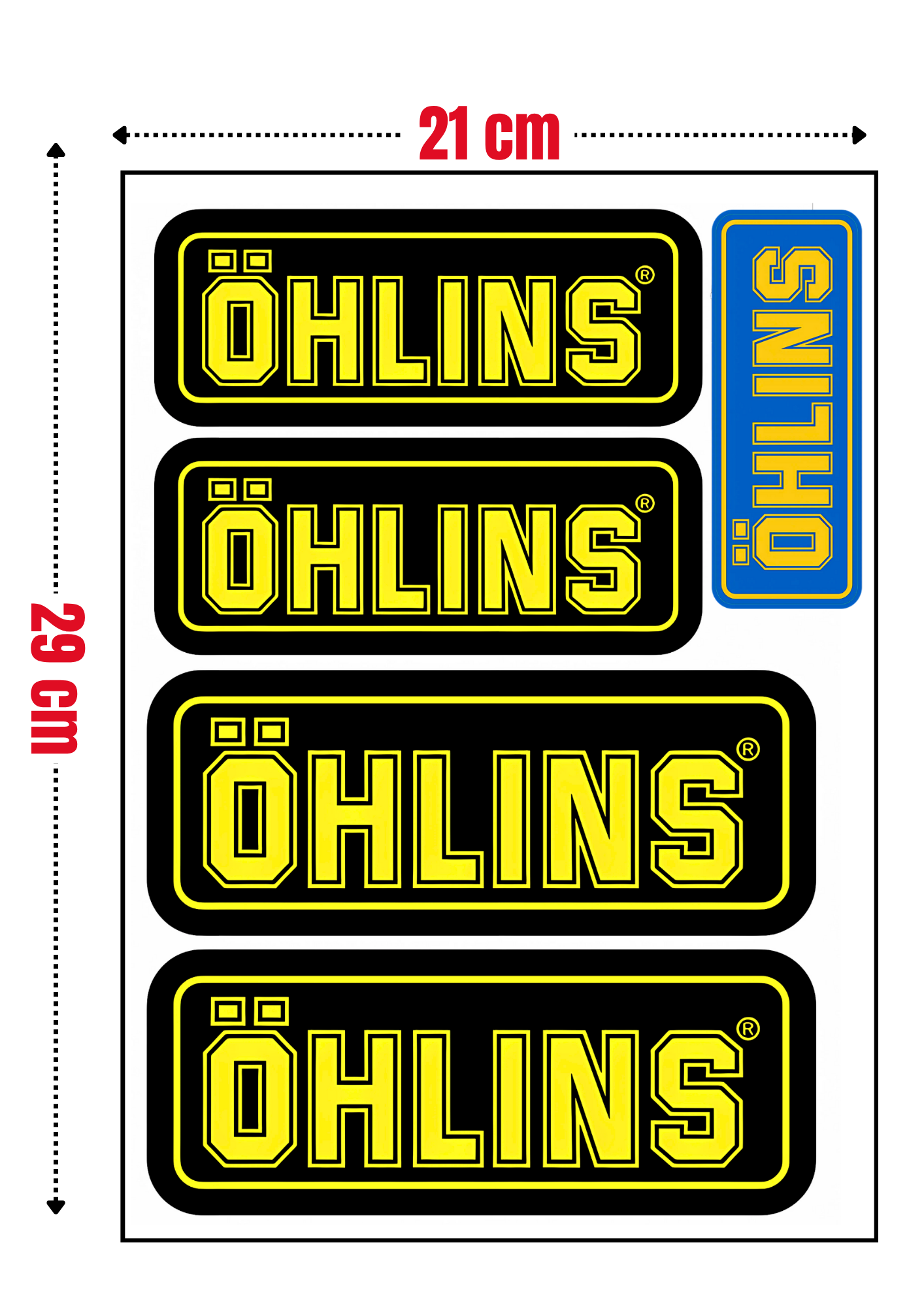 5 Stickers XXL "OHLINS" vinyle waterproof