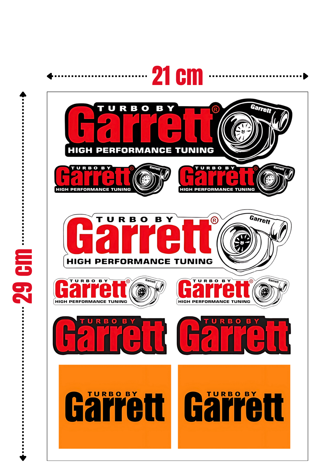 10 Stickers "GARRETT TURBO" vinyle waterproof"