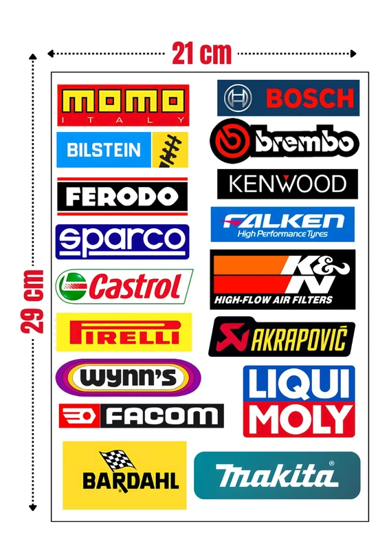 17 Stickers "BOSCH-BREMBO-MAKITA-FACOM"