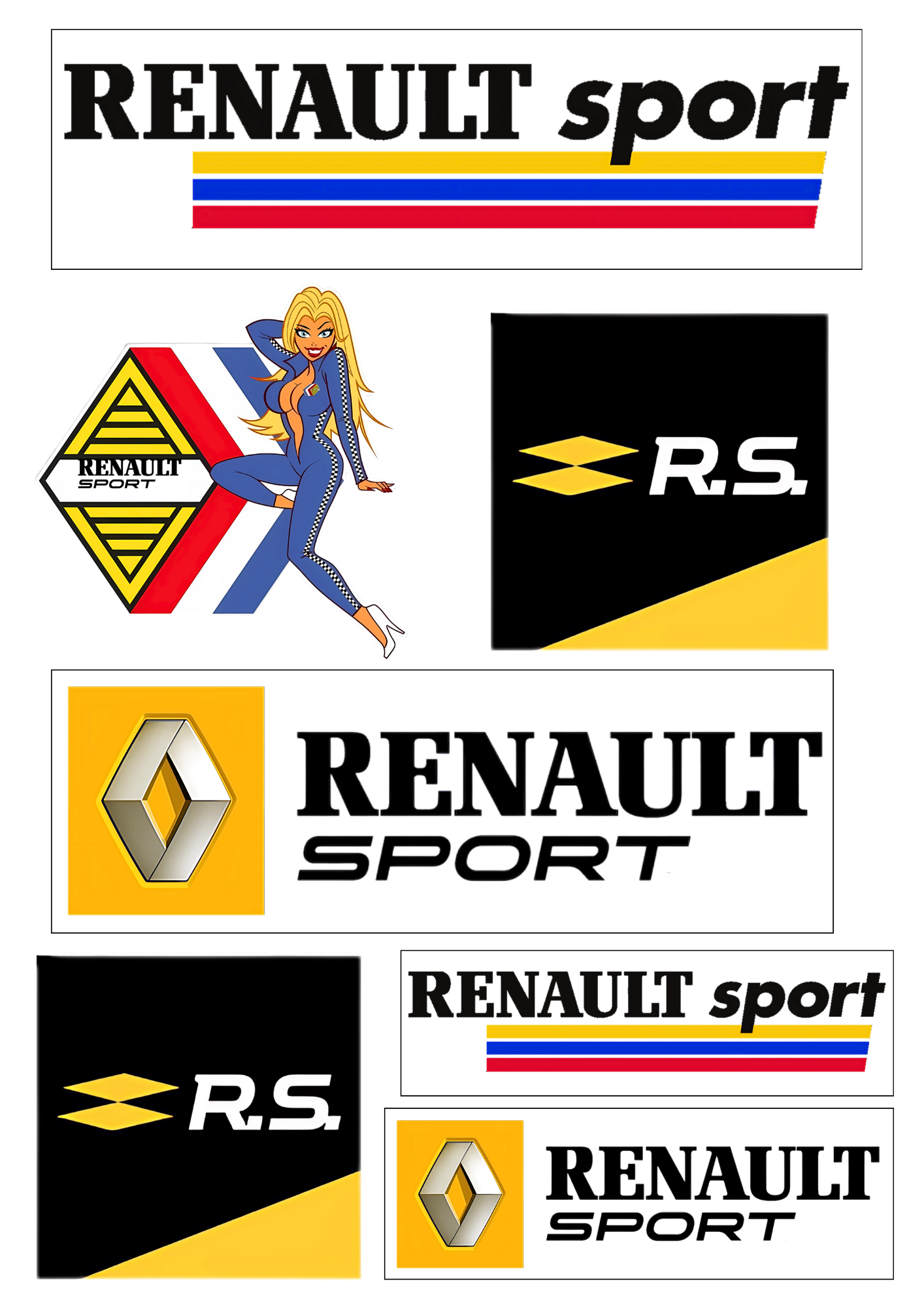7 Stickers XXL "RENAULT SPORT R.S" vinyle waterproof