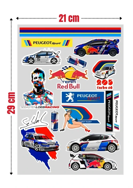 16 Stickers "PEUGEOT SPORT RALLYE - SEBASTIEN LOEB"