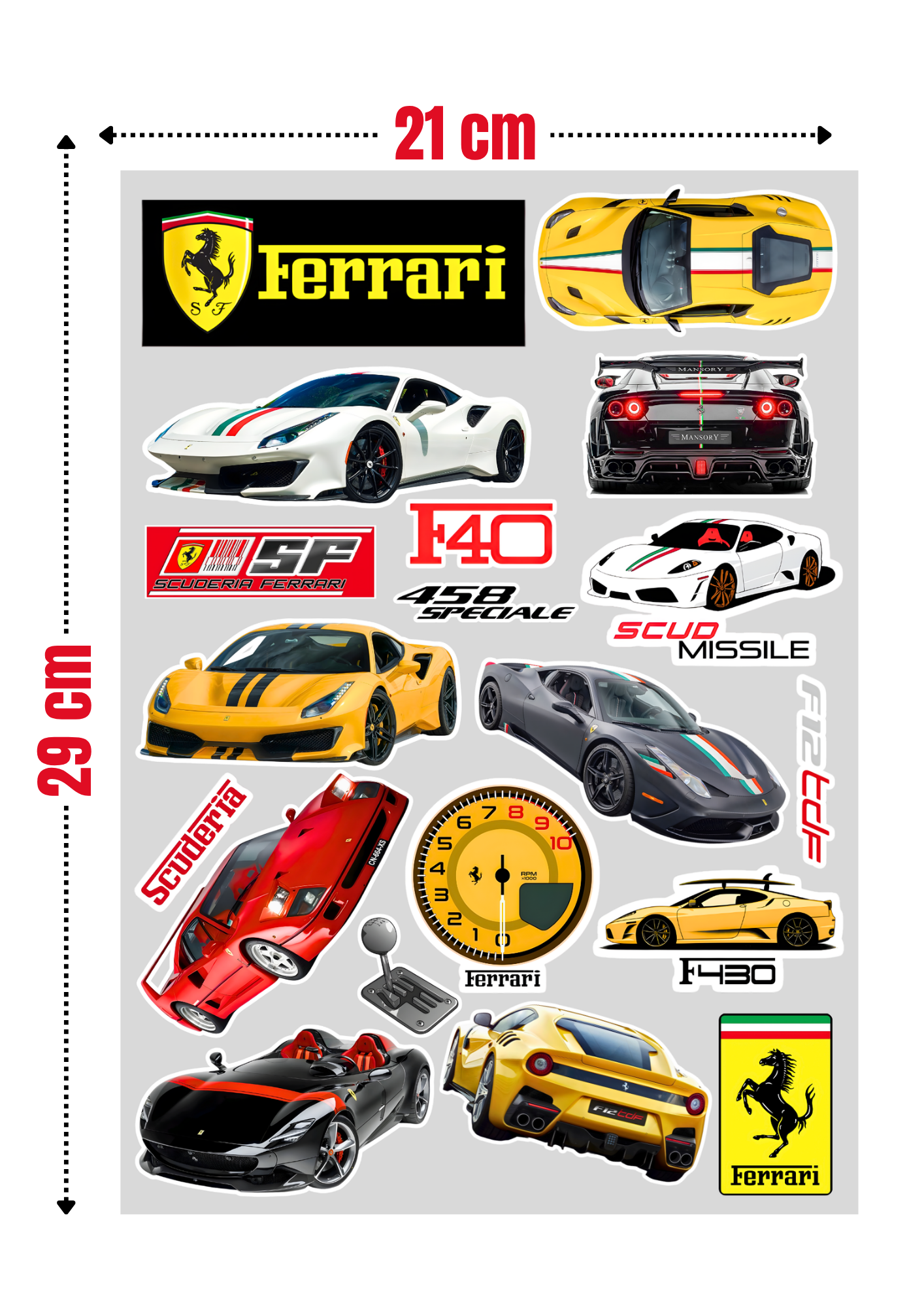 19 Stickers "FERRARI" vinyle waterproof 