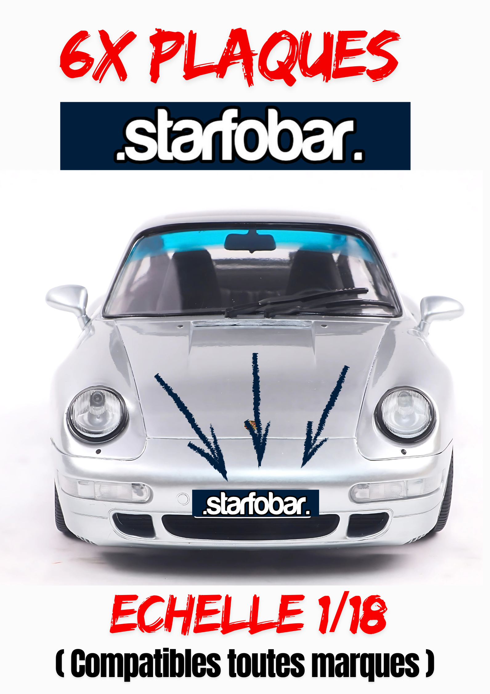 6 Plaques Immatriculation Déco miniatures "STARFOBAR