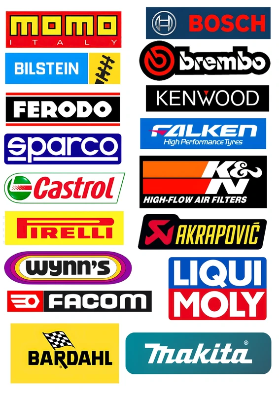 17 Stickers "BOSCH-BREMBO-MAKITA-FACOM"