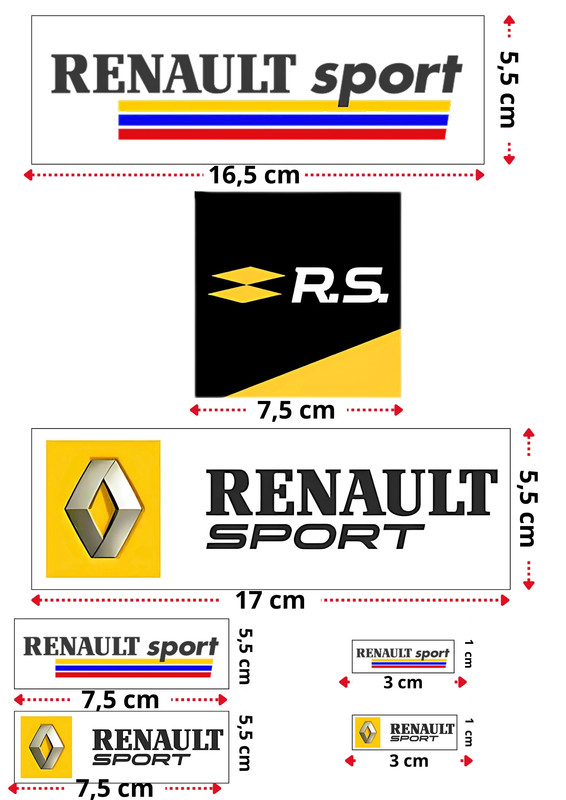 12 Stickers Vinyle Waterproof "RENAULT SPORT"