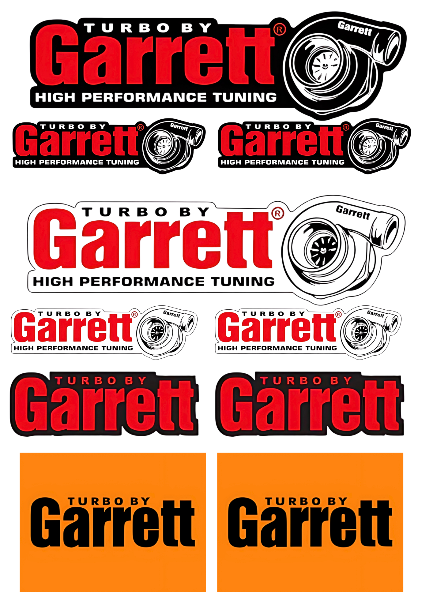 10 Stickers "GARRETT TURBO" vinyle waterproof"