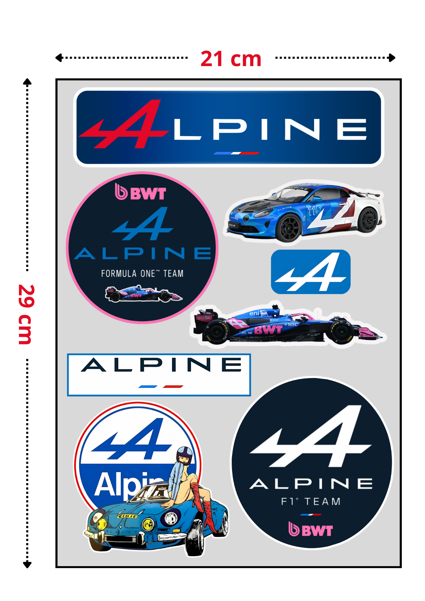 8 Stickers XXL "ALPINE" vinyle waterproof