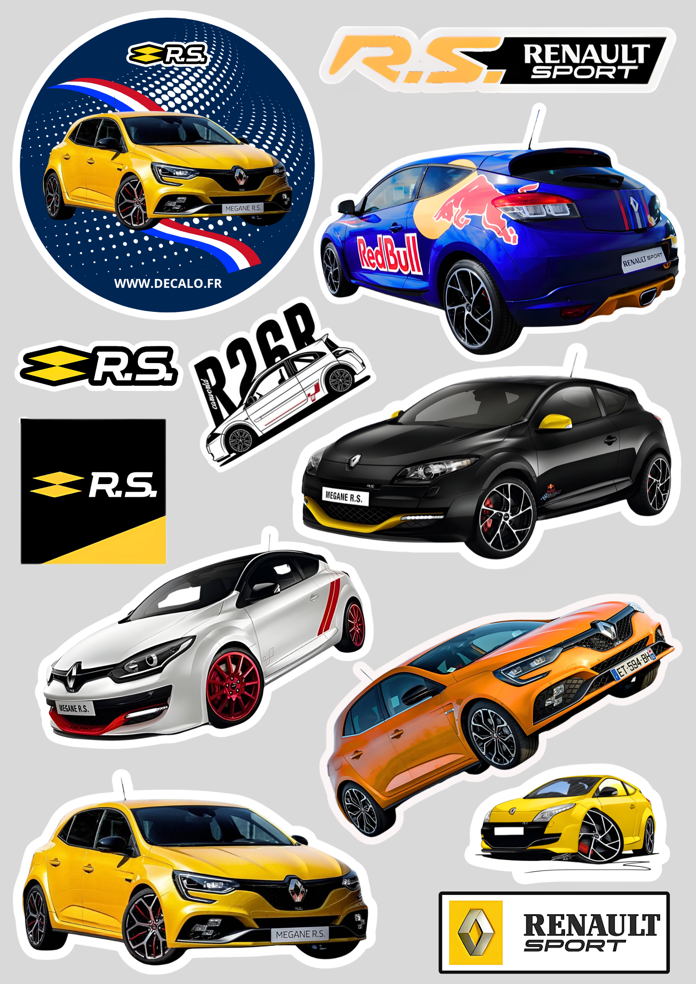 12 Stickers "RENAULT SPORT - MÉGANE R.S"