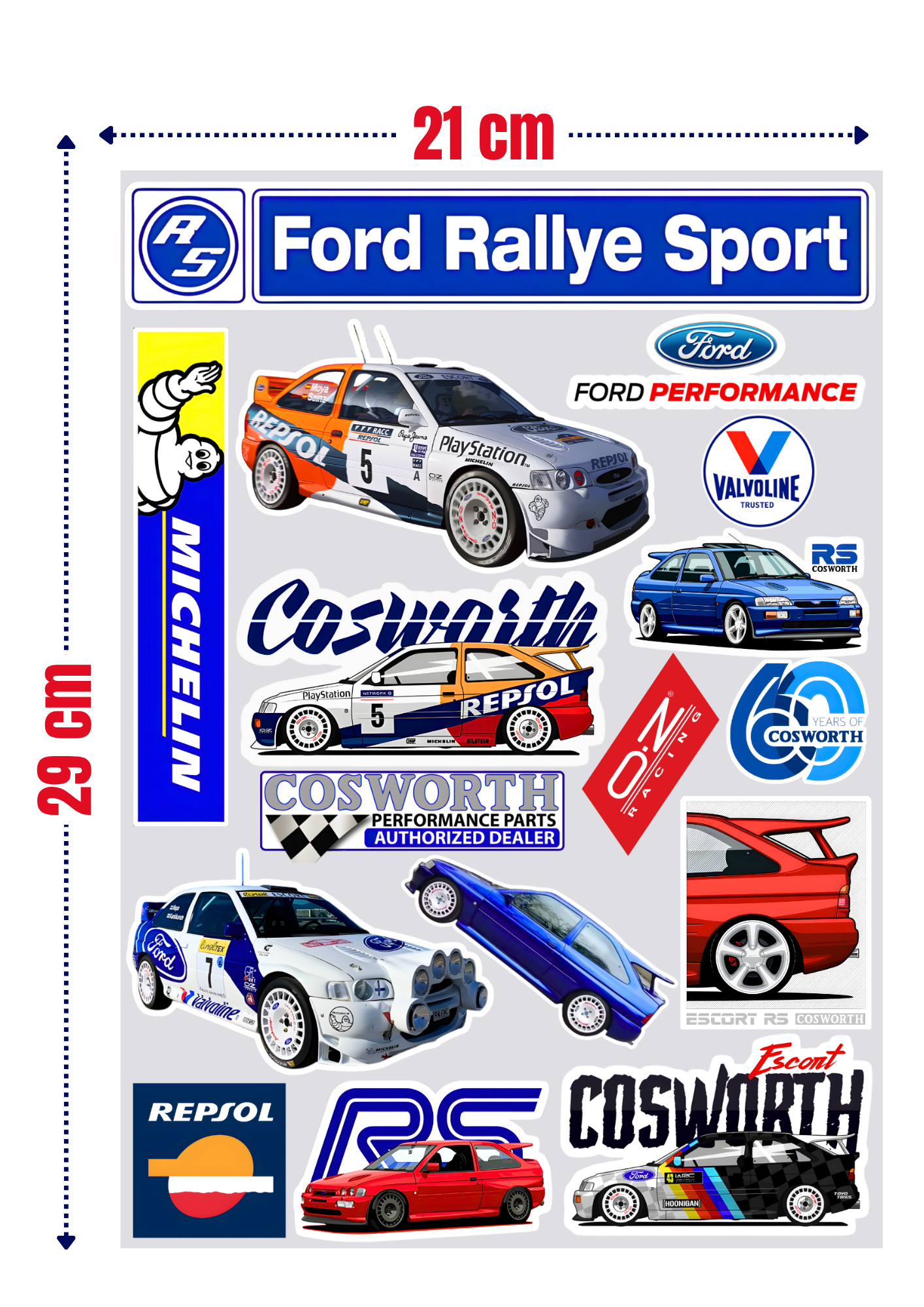 16 stickers " FORD ESCORT RS RALLYE "
