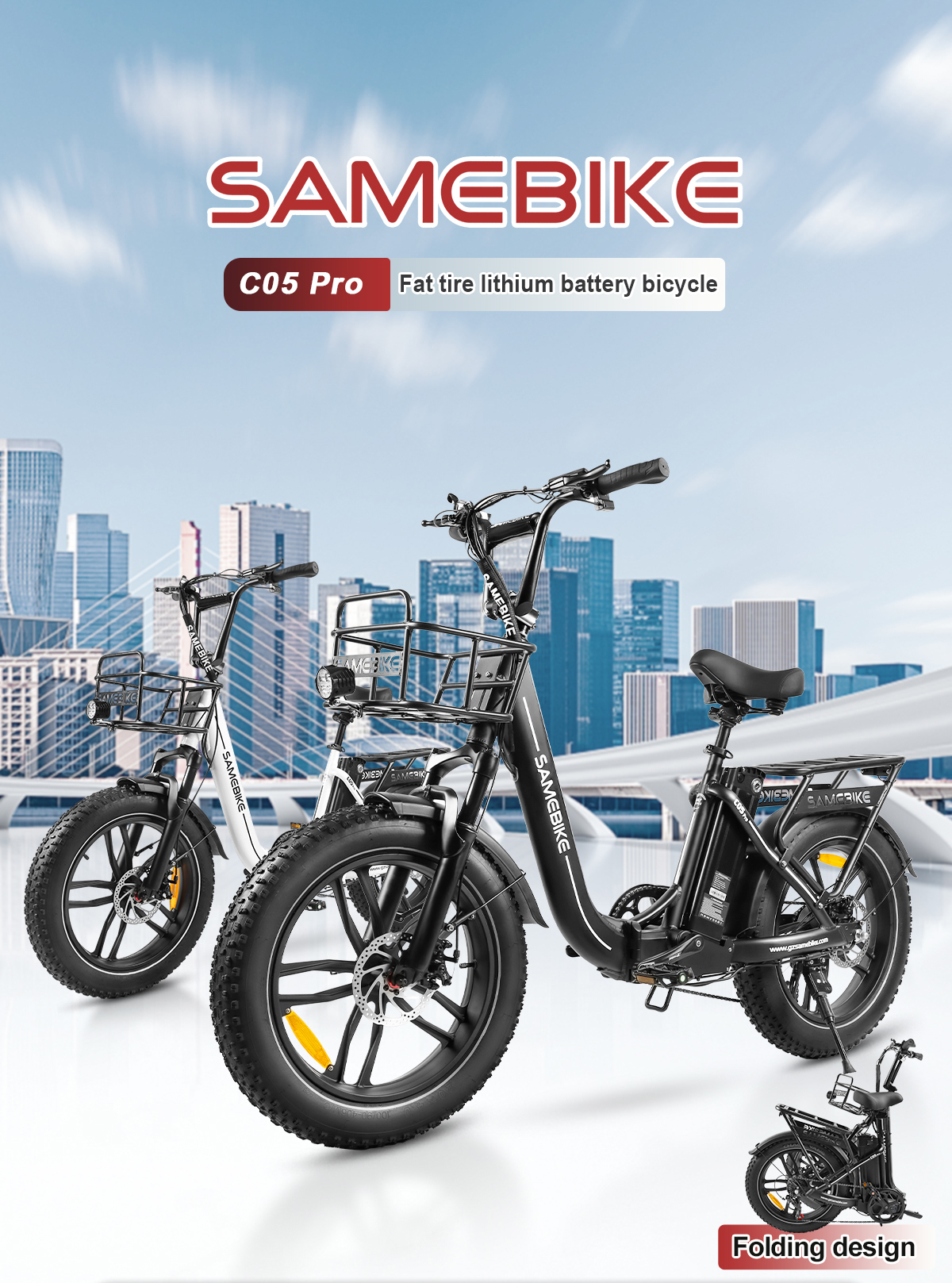 SAMEBIKE C05 Pro 20" 36V 13Ah Battery 500W Motor Max Speed 35KM/H Step-through Foldable Fat Tire Ebike
