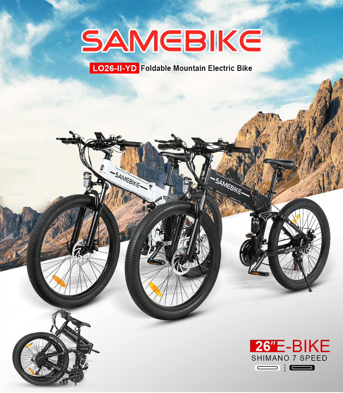 SAMEBIKE LO26-II-FT-YD 26" 48V14AH Battery 900W 