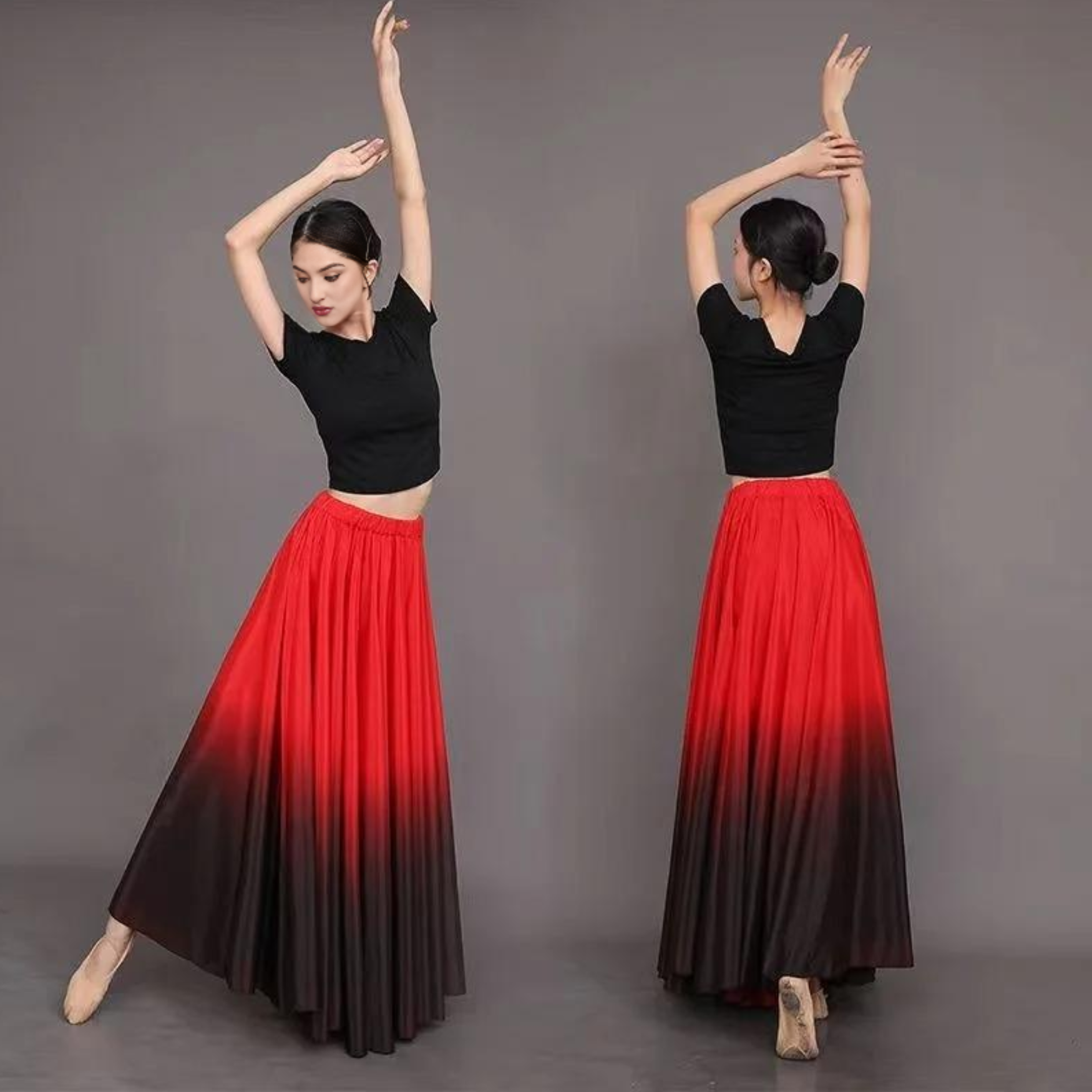 Falda de baile degradada  - Vestido de baile de Flamenco para mujer, faldas de actuación en escenario, disfraces de 360/540/720 grados, España