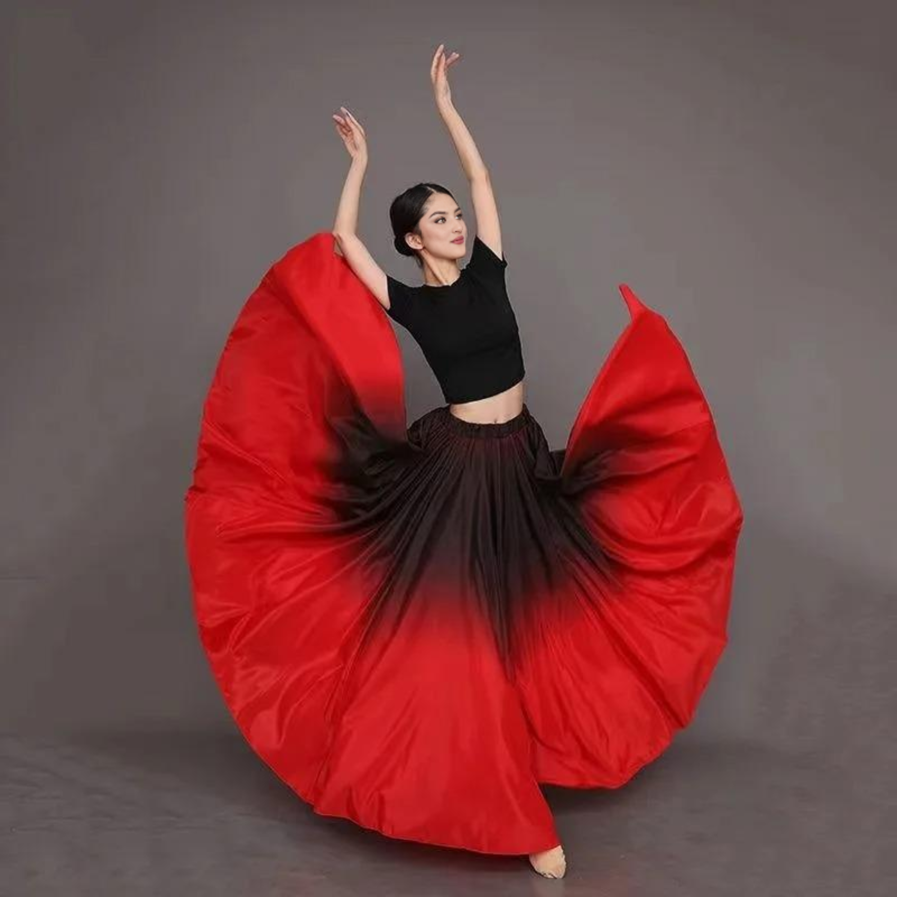 Falda de baile degradada  - Vestido de baile de Flamenco para mujer, faldas de actuación en escenario, disfraces de 360/540/720 grados, España