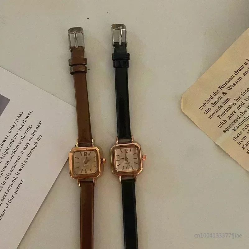Gran oferta de reloj para mujer, esfera cuadrada pequeña, correa de cuero fina, reloj de pulsera para mujer, relojes elegantes de cuarzo para mujer, reloj informal para mujer