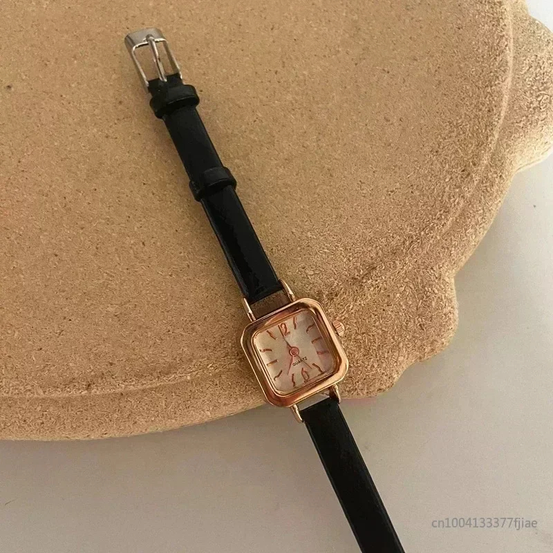 Gran oferta de reloj para mujer, esfera cuadrada pequeña, correa de cuero fina, reloj de pulsera para mujer, relojes elegantes de cuarzo para mujer, reloj informal para mujer