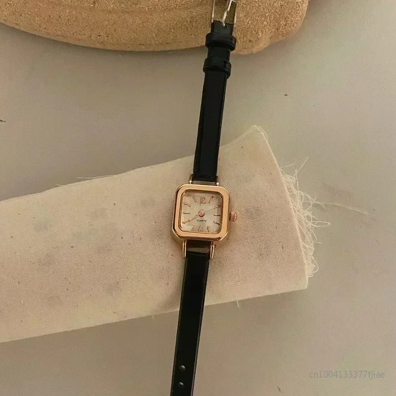Gran oferta de reloj para mujer, esfera cuadrada pequeña, correa de cuero fina, reloj de pulsera para mujer, relojes elegantes de cuarzo para mujer, reloj informal para mujer