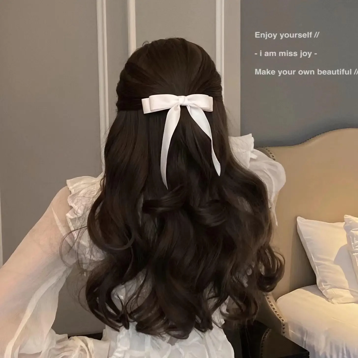 Horquilla con lazo para el pelo de tela para mujer, pinzas para el pelo con cinta, tocado, lazo blanco y negro, Clip superior, accesorios de joyas para el cabello femenino