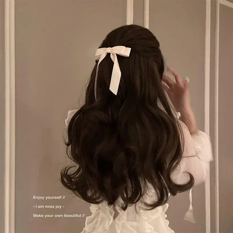 Horquilla con lazo para el pelo de tela para mujer, pinzas para el pelo con cinta, tocado, lazo blanco y negro, Clip superior, accesorios de joyas para el cabello femenino