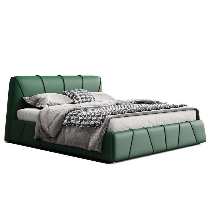 Modern Green Upholstered Bed