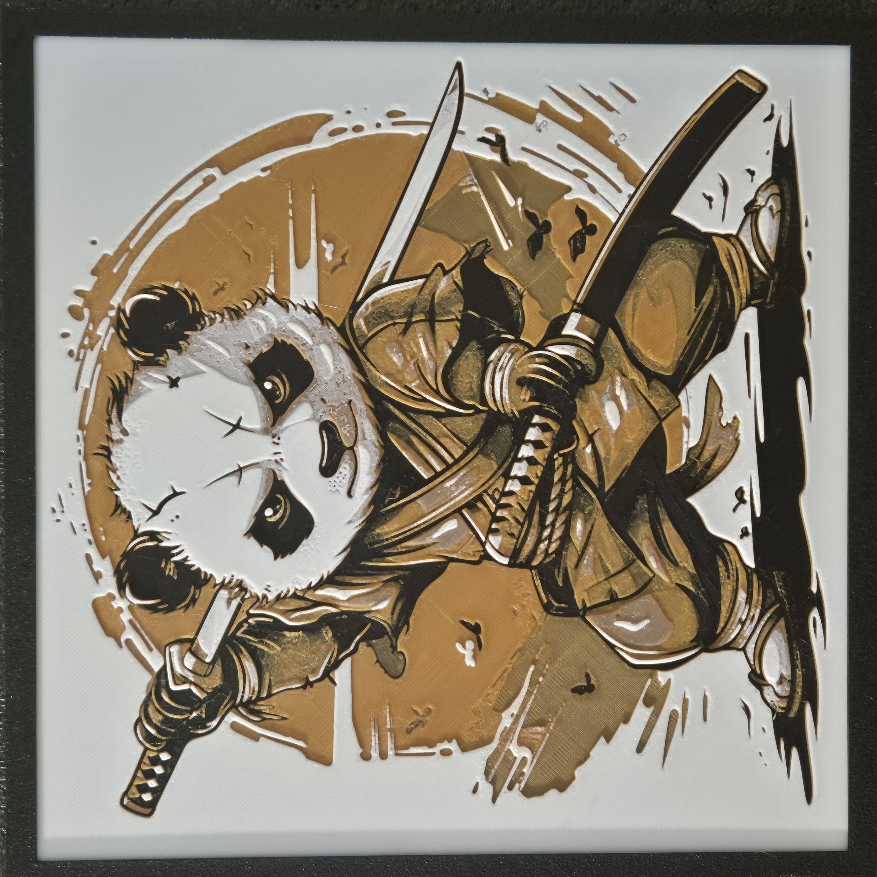 Tableau en relief - Panda Samuraï