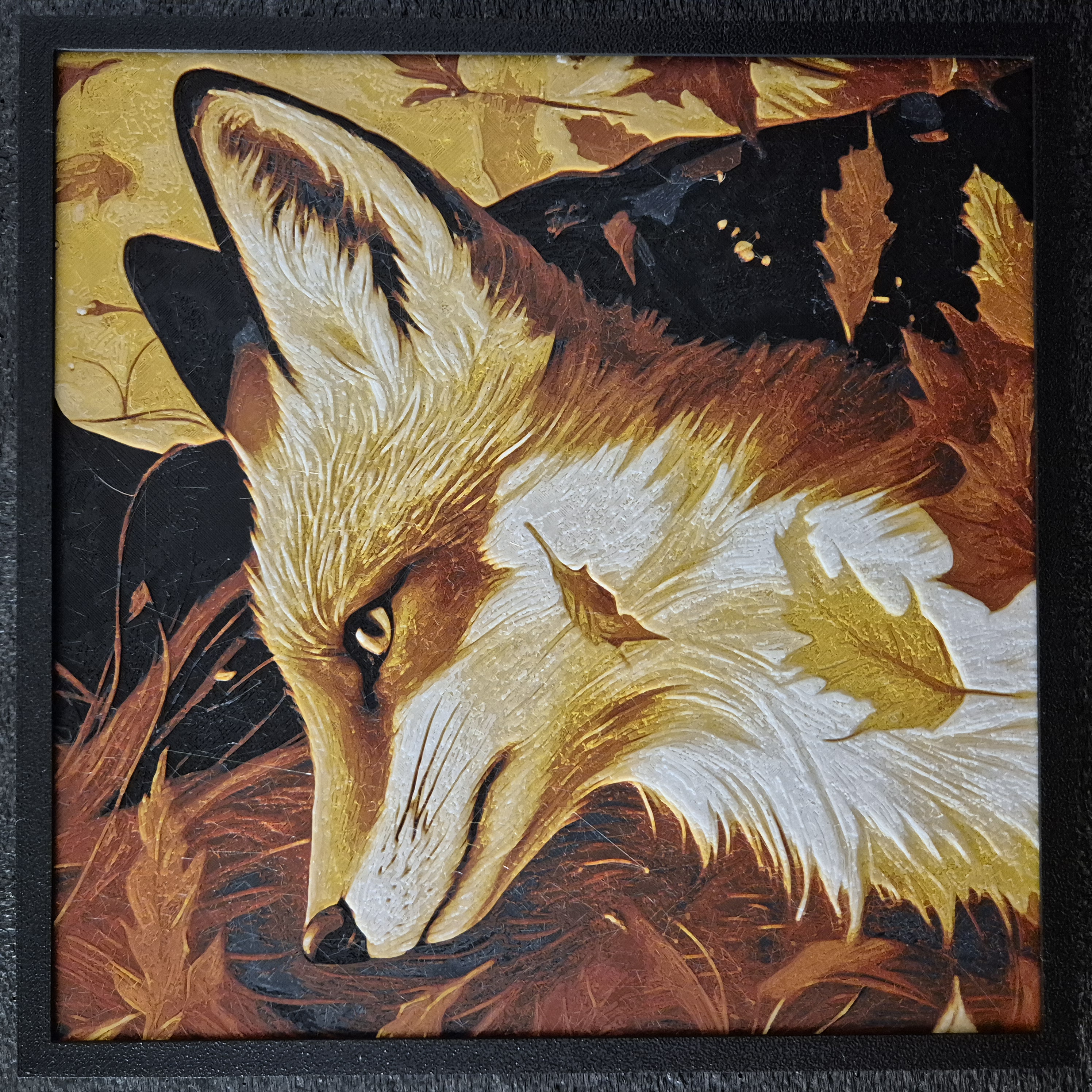 Tableau en relief - renard chatoyant