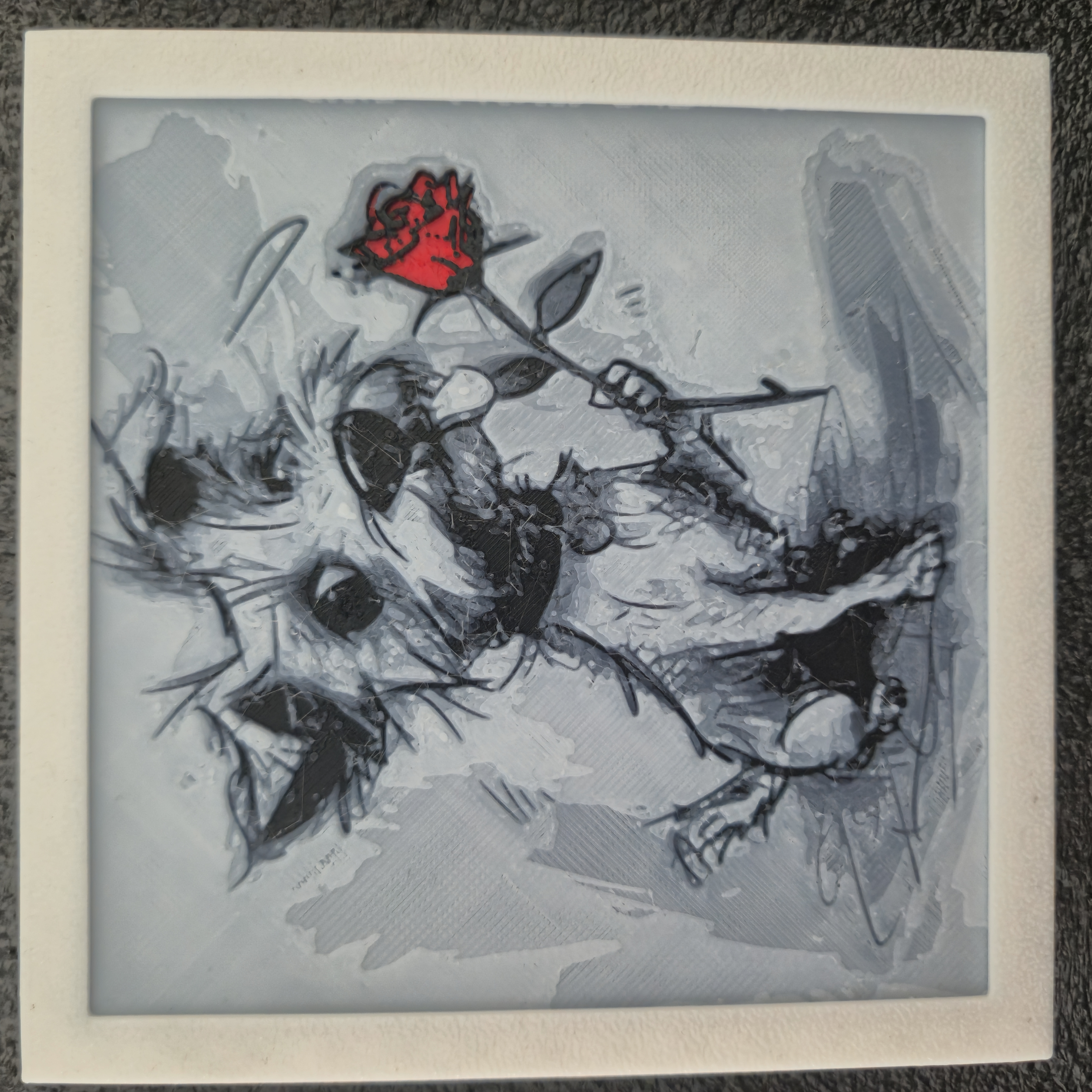 🖼️ Tableau en relief - Le chien romantique