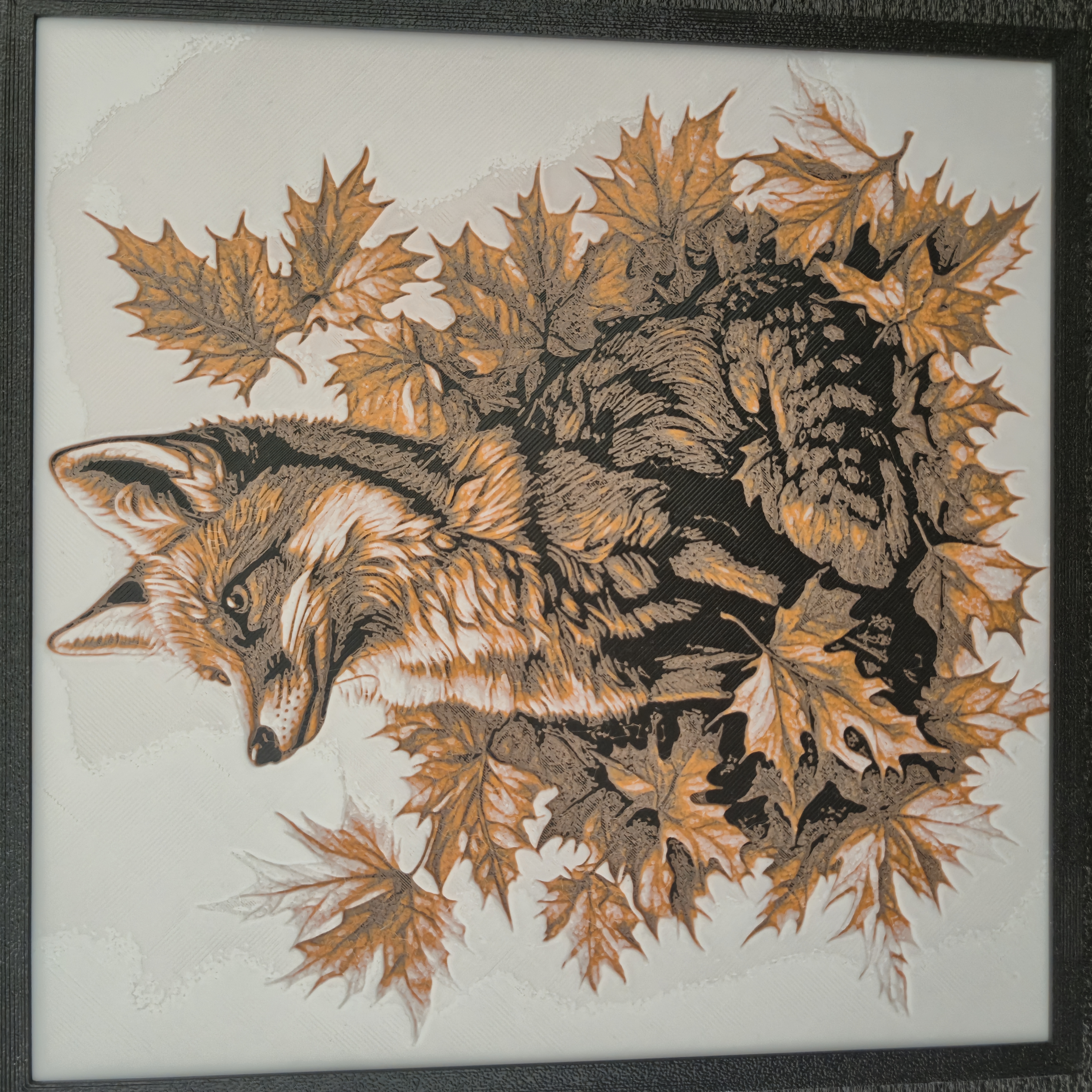 🖼️ Tableau en relief - Le renard d’automne